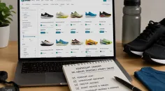 Notebook so stránkou zoneo a kontrolný zoznam pri nákupe športovej výbavy